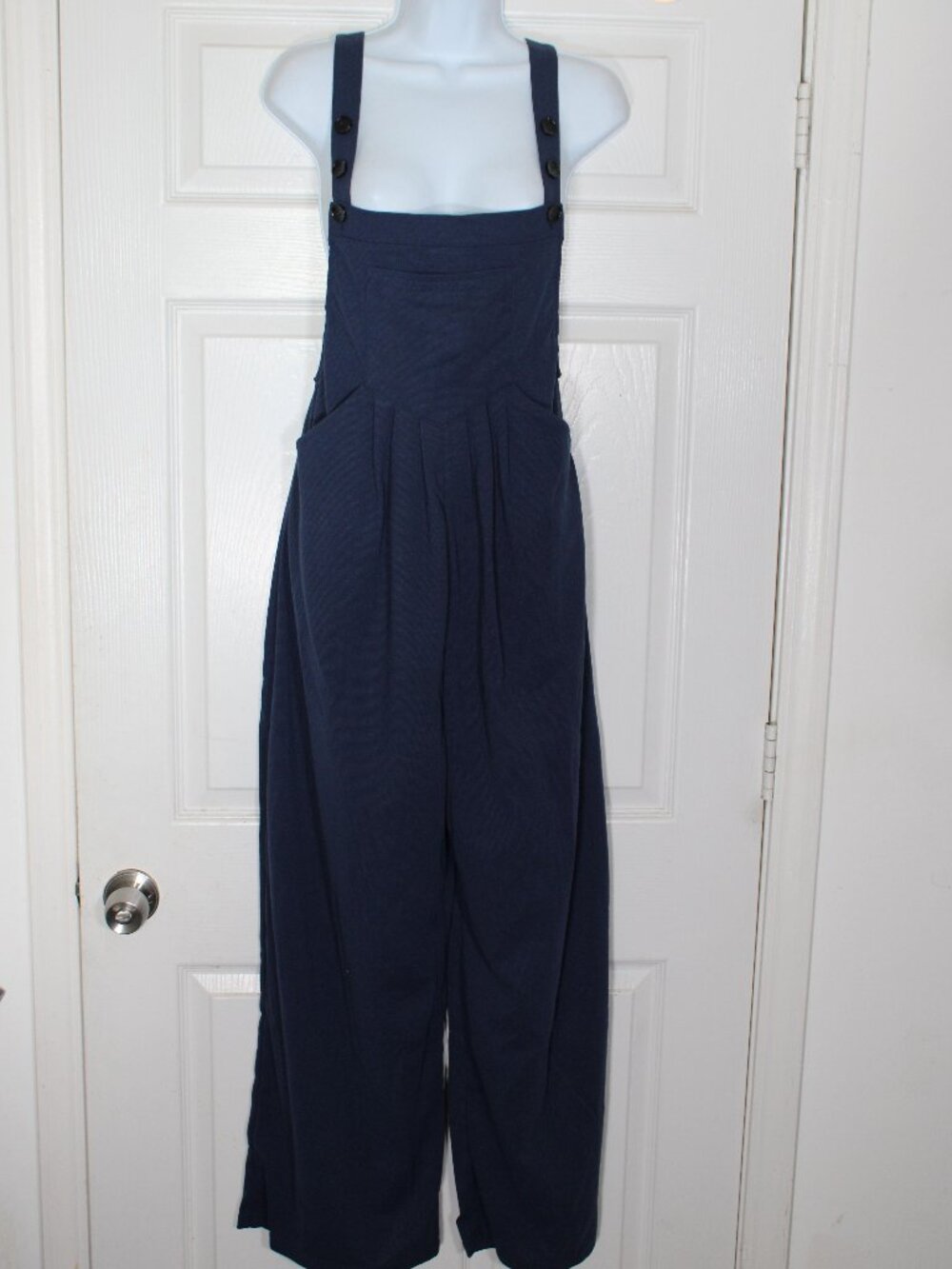 Halara Navy Blue Overall Dress Jumper Pleated Back Pocket NWT Size S